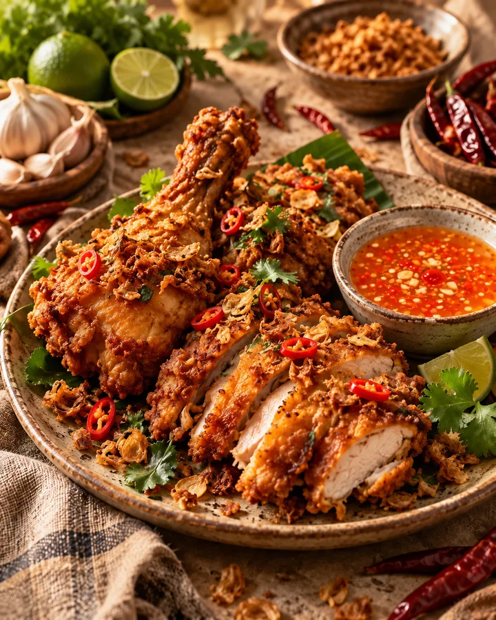 มื้อไก่ทอดกับซอสไก่ทอดหาดใหญ่ (ภาพ concept)