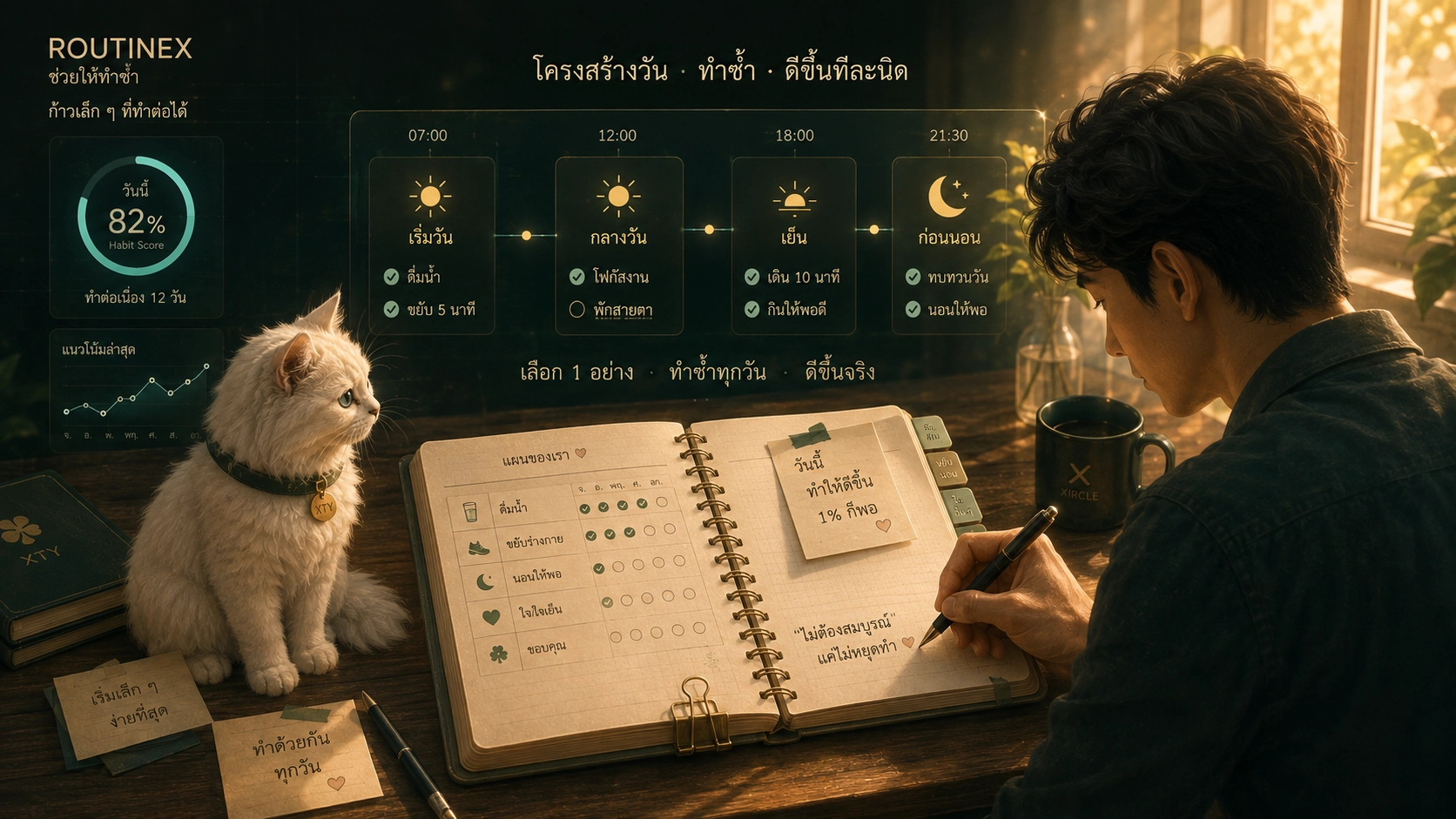 ภาพรวม RoutineX และตัวช่วยรอบพฤติกรรม